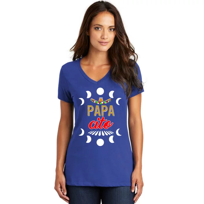 Cinco De Mayo Papagiftcito Mexican Dad Father Fiesta May 5th Gift Women's V-Neck T-Shirt