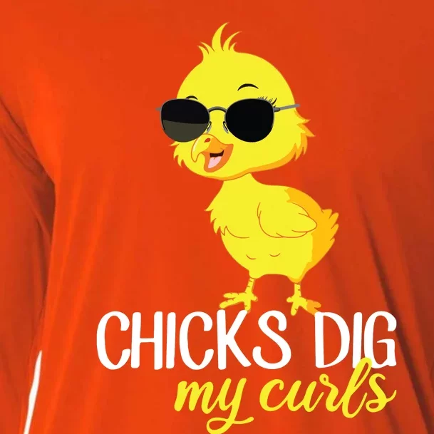 Chicks Dig My Curls Hair Cooling Performance Long Sleeve Crew