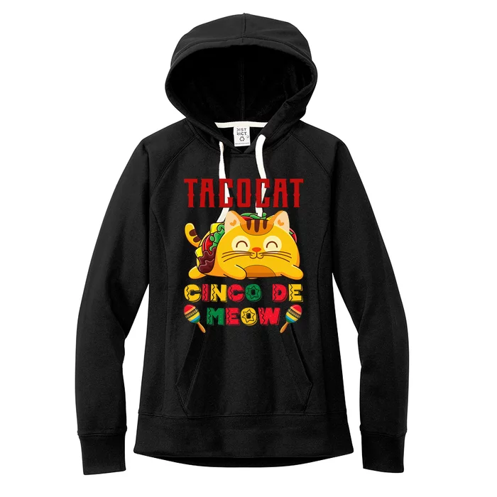 Cinco de Meow taco cat Mexican Cinco De Mayo Cat Lovers Women's Fleece Hoodie