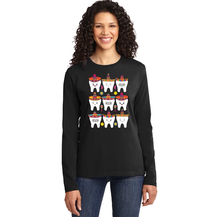 Cinco De Mayo Dental Dentist Fiesta Ladies Long Sleeve Shirt