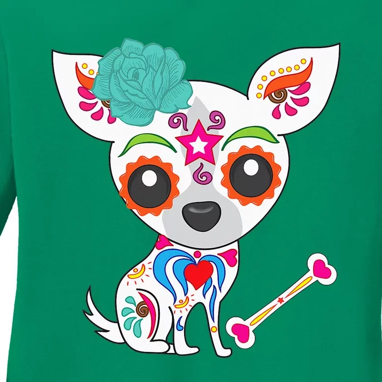 Cinco De Mayo Sugar Skull Chihuahua Ladies Long Sleeve Shirt