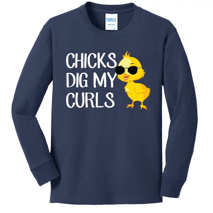 Chicks Dig My Curls Hair Kids Long Sleeve Shirt