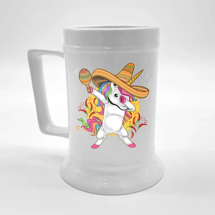 Cinco De Mayo Dabbing Unicorn Front & Back Beer Stein