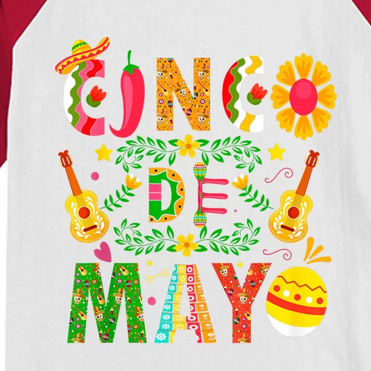 Cinco De Mayo Mexican Fiesta 5 De Mayo For Mexican Kids Colorblock Raglan Jersey