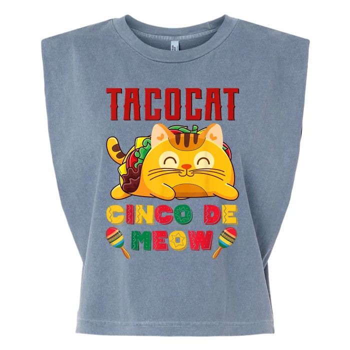 Cinco De Meow Taco Cat, Mexican Cinco De Mayo Cat Lovers Garment-Dyed Women's Muscle Tee