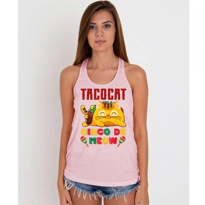 Cinco De Meow Taco Cat, Mexican Cinco De Mayo Cat Lovers Women's Knotted Racerback Tank