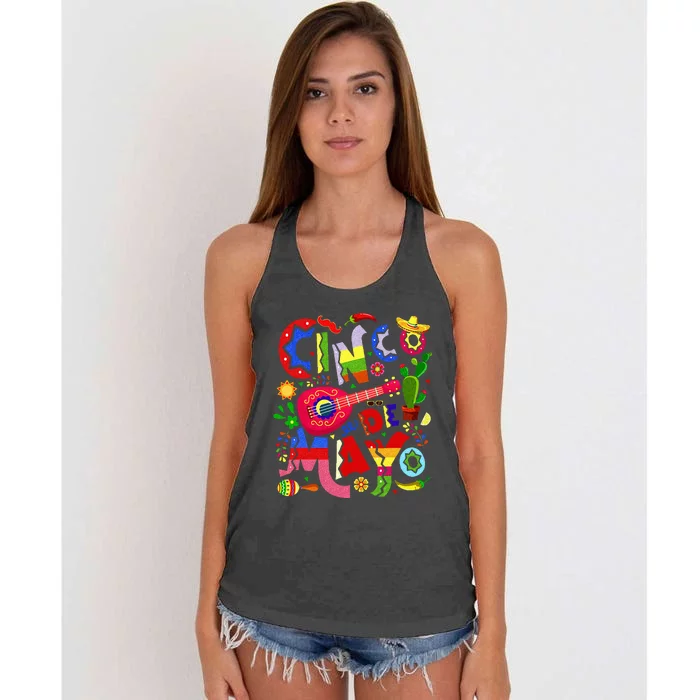 Cinco De Mayo Mexican Fiesta 5 De Mayo Women's Knotted Racerback Tank