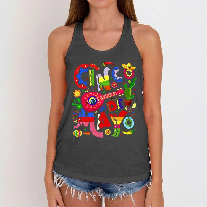 Cinco De Mayo Mexican Fiesta 5 De Mayo Women's Knotted Racerback Tank