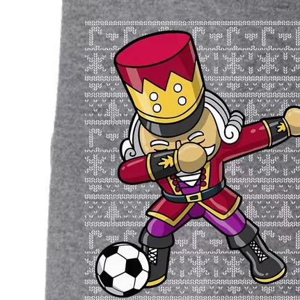 Christmas Dabbing Nutcracker Soccer Player Coach Doggie 3-End Fleece Hoodie