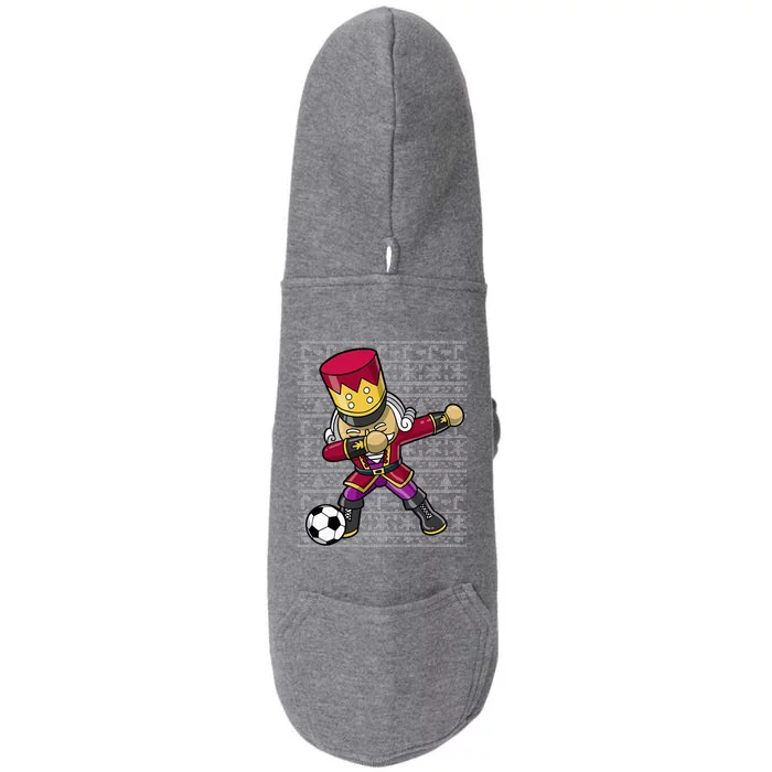 Christmas Dabbing Nutcracker Soccer Player Coach Doggie 3-End Fleece Hoodie