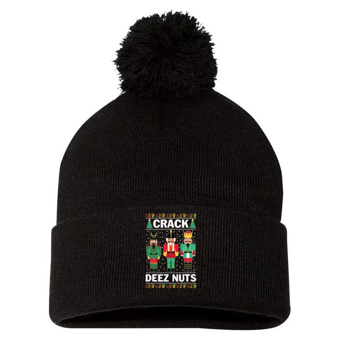 Crack Deez Nuts Funny Christmas Pom Pom 12in Knit Beanie