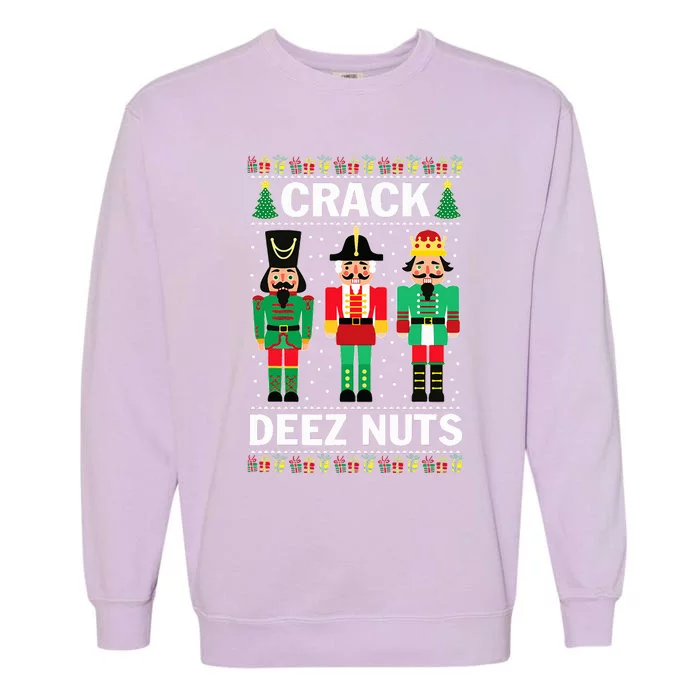 Crack Deez Nuts Funny Christmas Garment-Dyed Sweatshirt