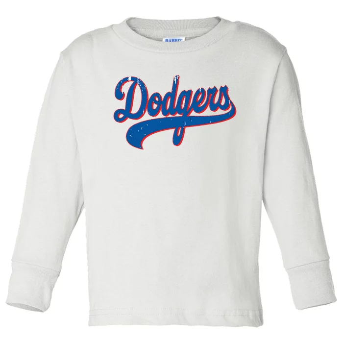 Classic Dodgers Name Personalized Outfits Adorable Toddler Long Sleeve Shirt