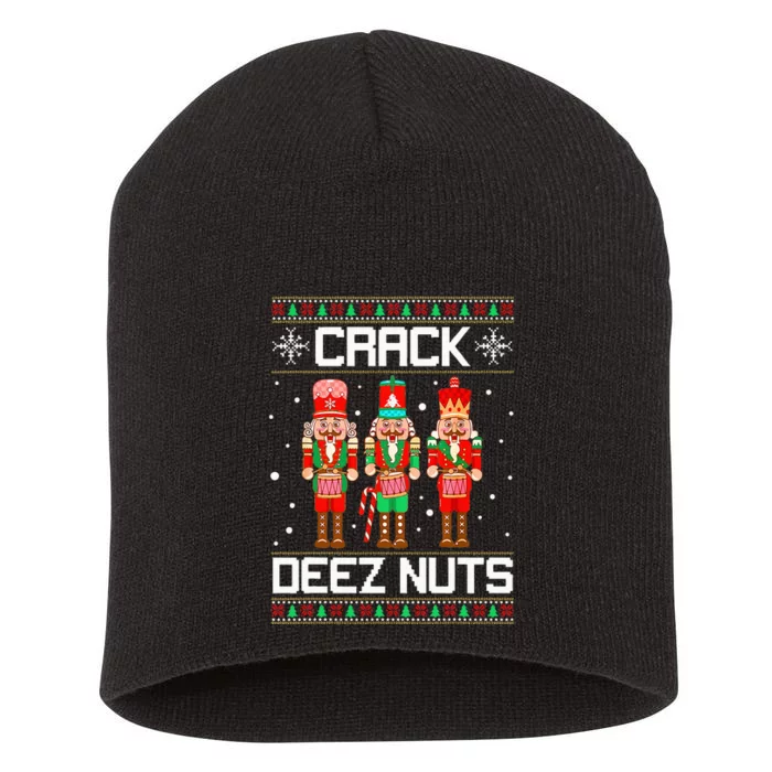 Crack Deez Nuts Ugly Christmas Sweater Xmas Nutcracker Short Acrylic Beanie