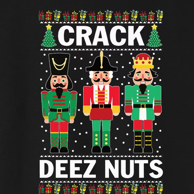 Crack Deez Nuts Funny Christmas Women's Crop Top Tee