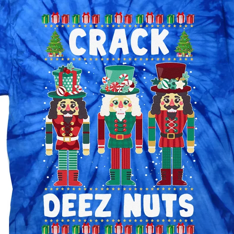 Crack Deez Nuts Funny Ugly Christmas Funny Family Pajamas Tie-Dye T-Shirt