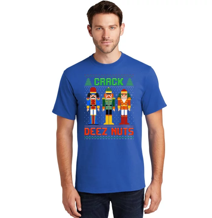 Crack Deez Nuts Nutcracker Ugly Christmas Funny Xmas Tall T-Shirt