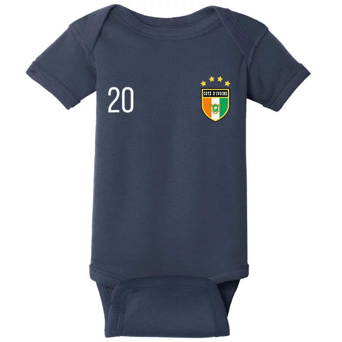 Cote DIvoire Number 20 Sports Jersey Football Twenty Baby Bodysuit