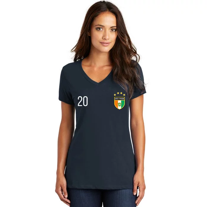 Cote DIvoire Number 20 Sports Jersey Football Twenty Women's V-Neck T-Shirt