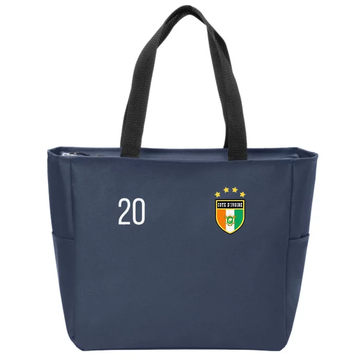 Cote DIvoire Number 20 Sports Jersey Football Twenty Zip Tote Bag