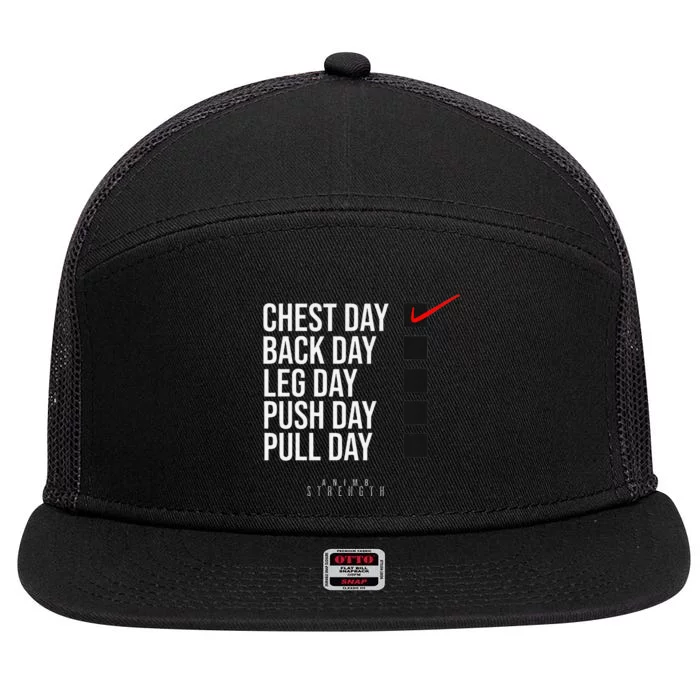 Chest Day Novelty Gym 7 Panel Mesh Trucker Snapback Hat