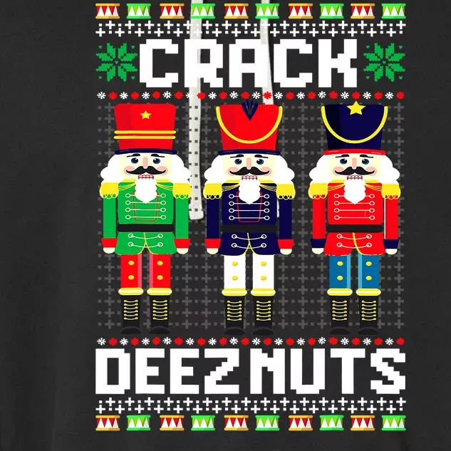 Crack Deez Nuts Nutcracker Nut Xmas Pajama Matching Garment-Dyed Fleece Hoodie