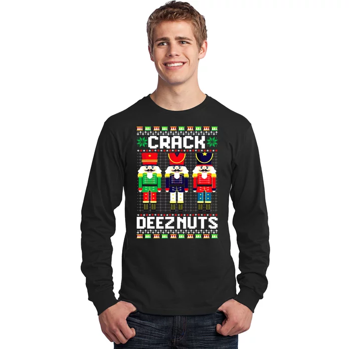 Crack Deez Nuts Nutcracker Nut Xmas Pajama Matching Long Sleeve Shirt