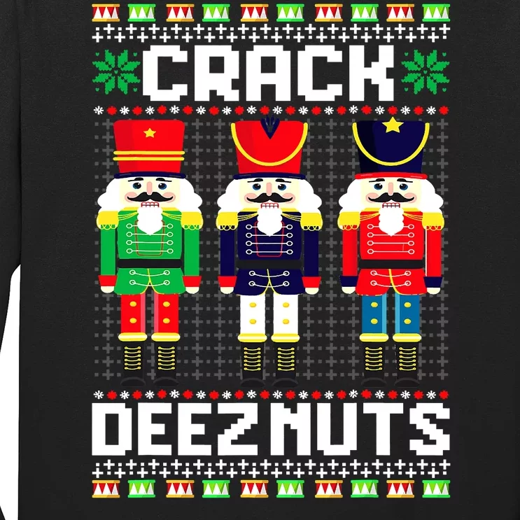 Crack Deez Nuts Nutcracker Nut Xmas Pajama Matching Long Sleeve Shirt