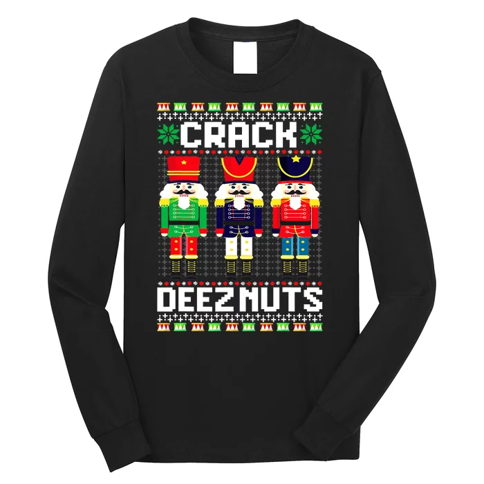 Crack Deez Nuts Nutcracker Nut Xmas Pajama Matching Long Sleeve Shirt