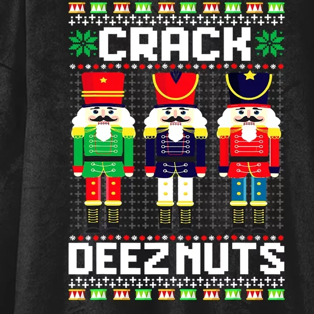 Crack Deez Nuts Nutcracker Nut Xmas Pajama Matching Hooded Wearable Blanket