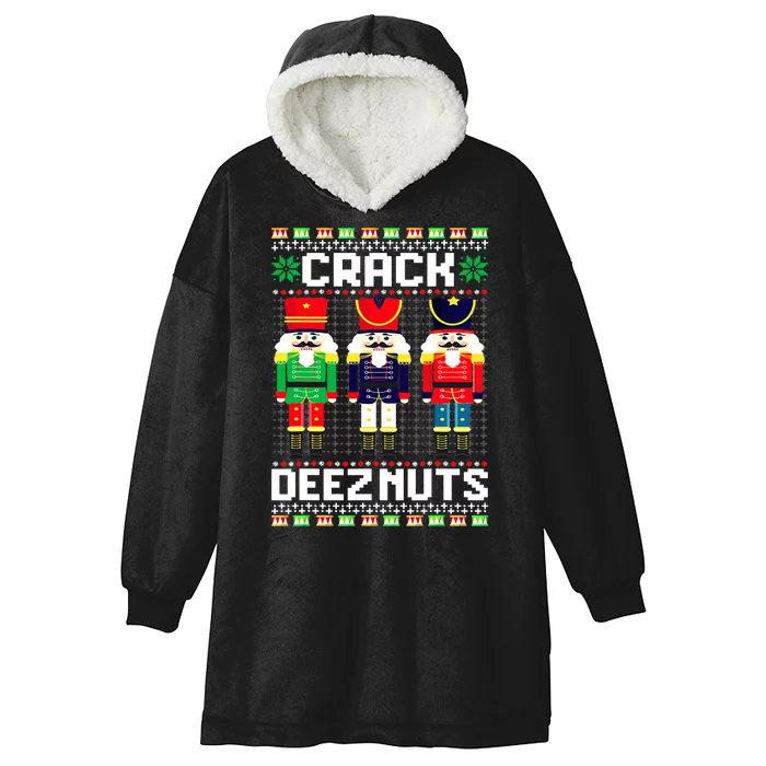 Crack Deez Nuts Nutcracker Nut Xmas Pajama Matching Hooded Wearable Blanket