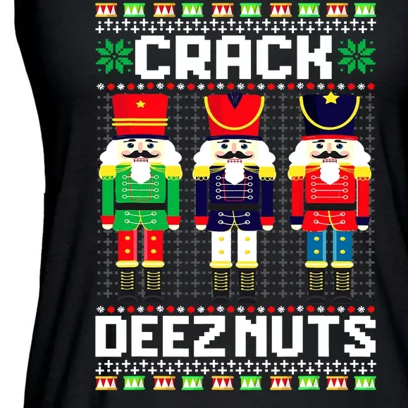 Crack Deez Nuts Nutcracker Nut Xmas Pajama Matching Ladies Essential Flowy Tank