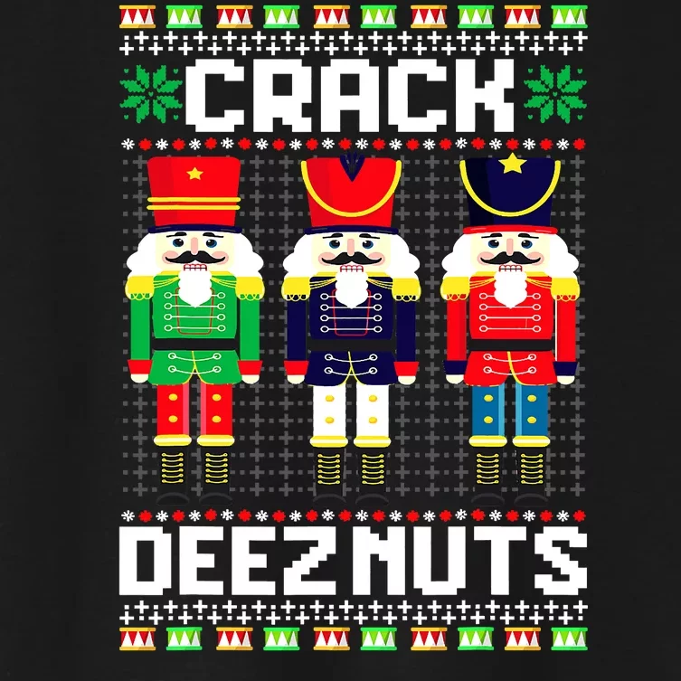 Crack Deez Nuts Nutcracker Nut Xmas Pajama Matching Women's Crop Top Tee