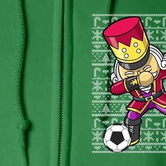 Christmas Dabbing Nutcracker Football Soccer For Boys Full Zip Hoodie