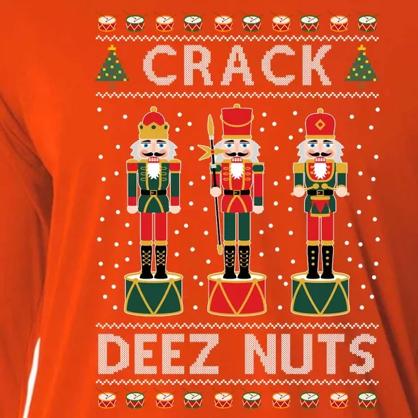 Crack Deez Nuts Funny Ugly Christmas Cooling Performance Long Sleeve Crew