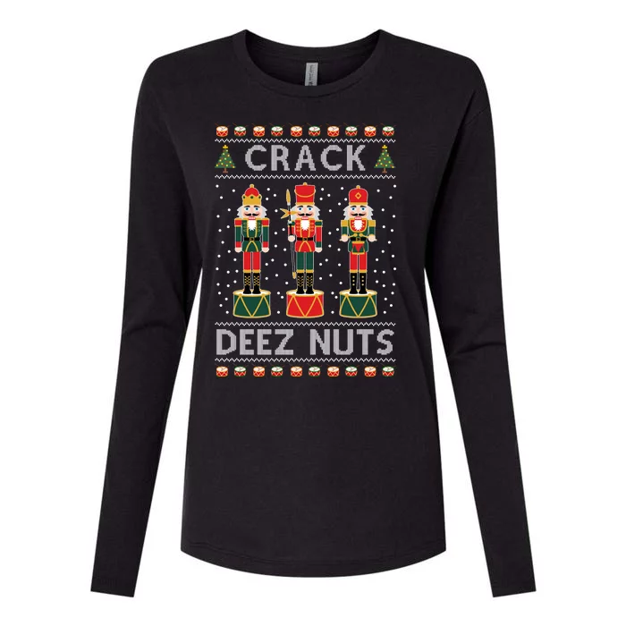 Crack Deez Nuts Funny Ugly Christmas Womens Cotton Relaxed Long Sleeve T-Shirt