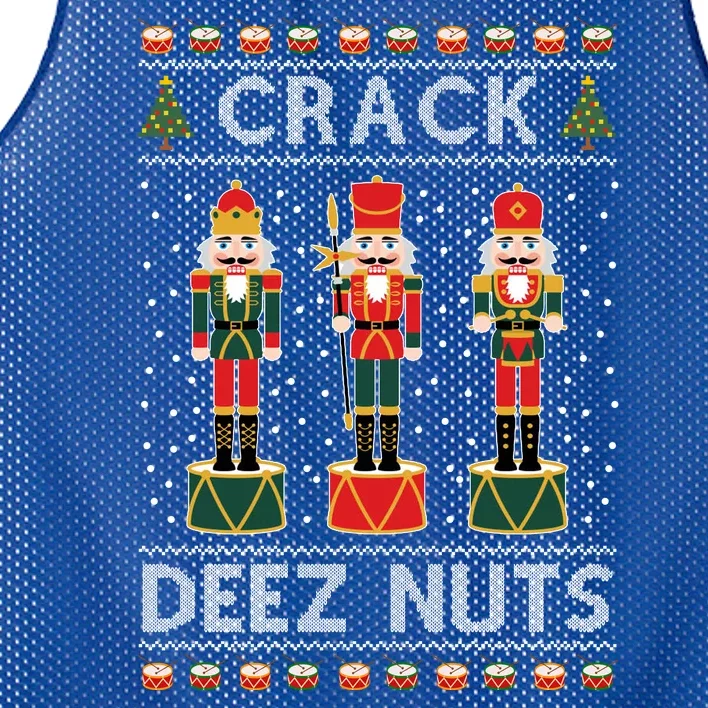 Crack Deez Nuts Funny Ugly Christmas Mesh Reversible Basketball Jersey Tank