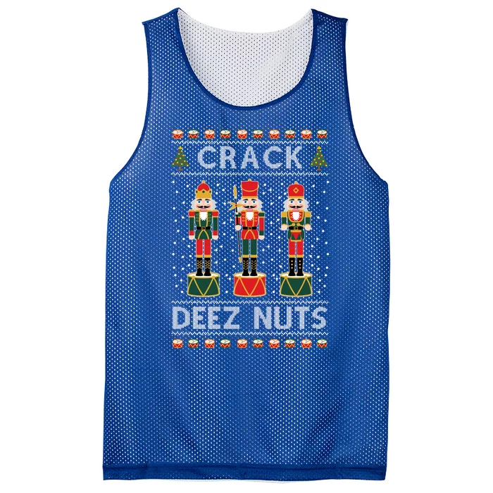 Crack Deez Nuts Funny Ugly Christmas Mesh Reversible Basketball Jersey Tank