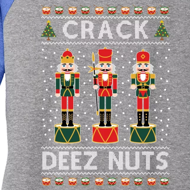 Crack Deez Nuts Funny Ugly Christmas Women's Tri-Blend 3/4-Sleeve Raglan Shirt