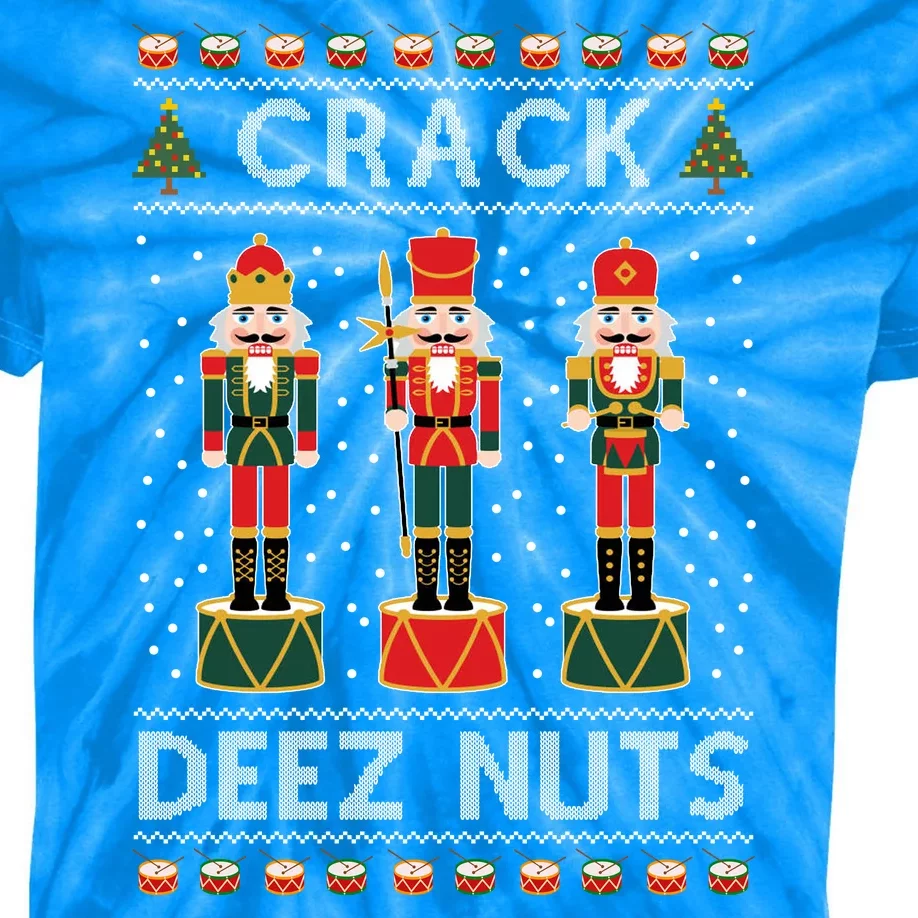 Crack Deez Nuts Funny Ugly Christmas Kids Tie-Dye T-Shirt