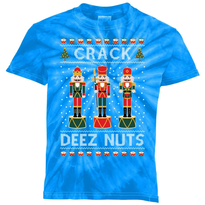 Crack Deez Nuts Funny Ugly Christmas Kids Tie-Dye T-Shirt