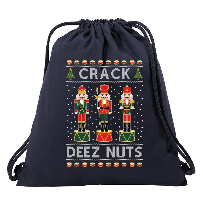 Crack Deez Nuts Funny Ugly Christmas Drawstring Bag