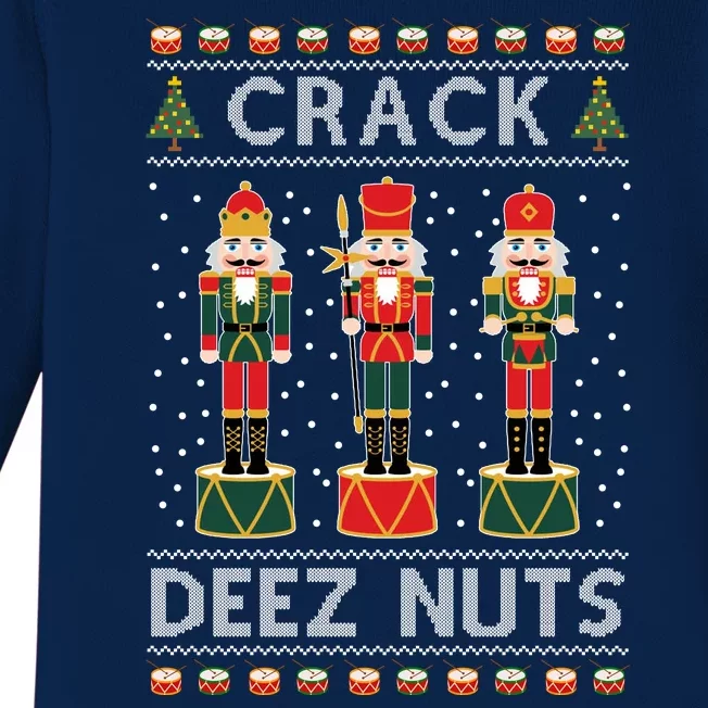 Crack Deez Nuts Funny Ugly Christmas Baby Long Sleeve Bodysuit