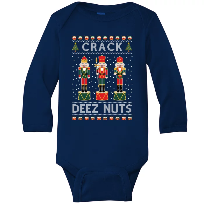 Crack Deez Nuts Funny Ugly Christmas Baby Long Sleeve Bodysuit