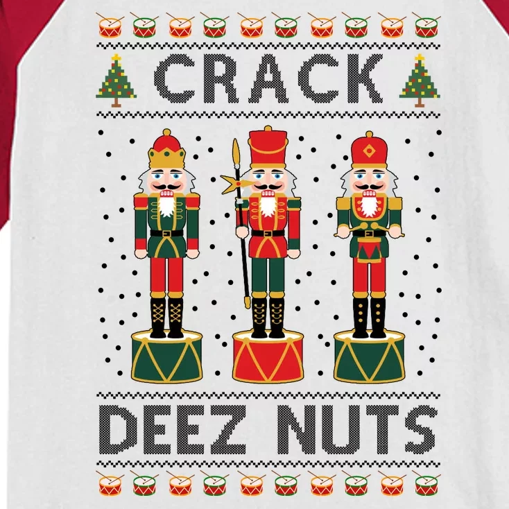 Crack Deez Nuts Funny Ugly Christmas Kids Colorblock Raglan Jersey