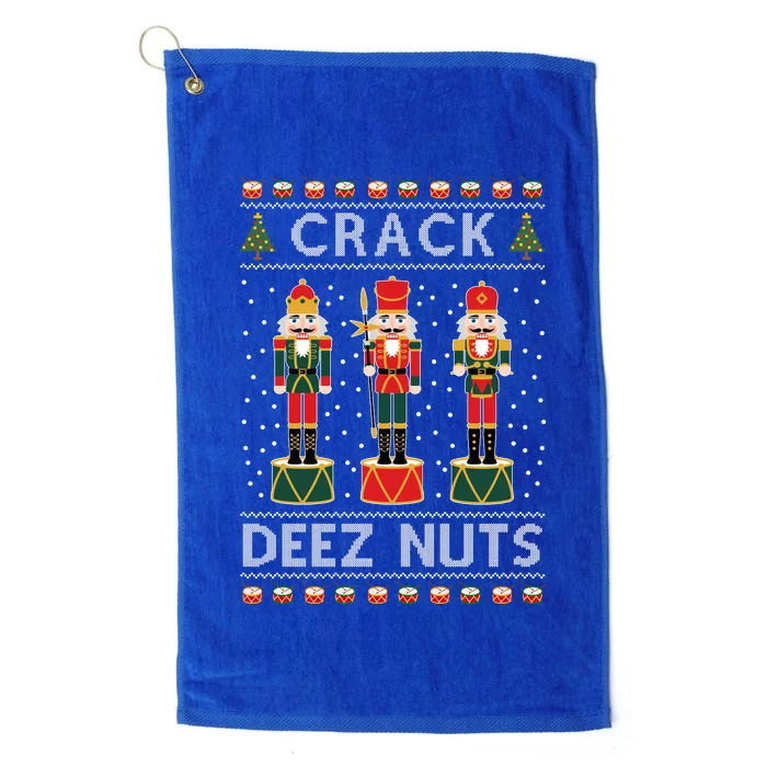 Crack Deez Nuts Funny Ugly Christmas Platinum Collection Golf Towel