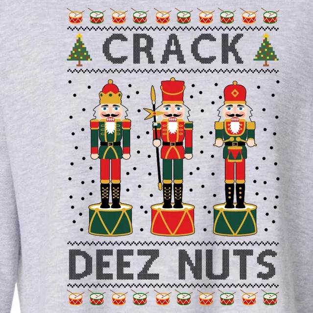 Crack Deez Nuts Funny Ugly Christmas Cropped Pullover Crew