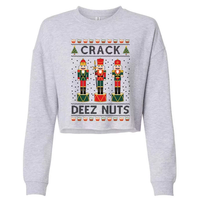 Crack Deez Nuts Funny Ugly Christmas Cropped Pullover Crew