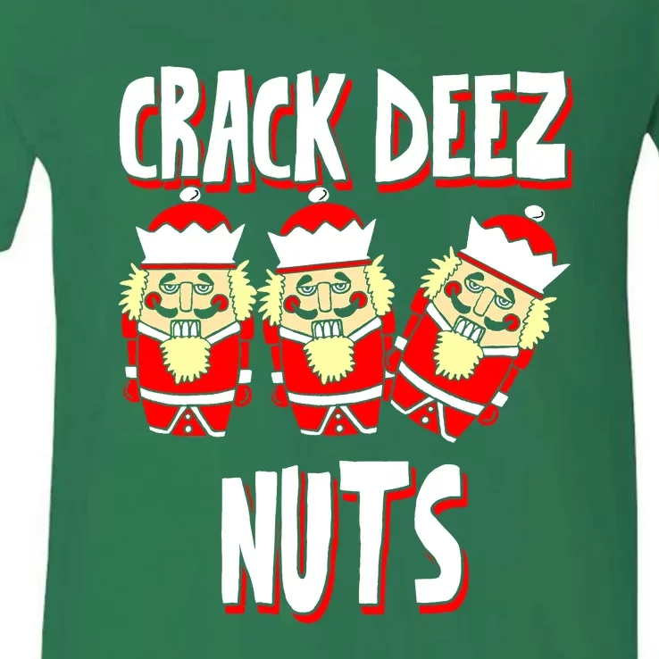 Crack Deez Nuts Funny Ugly Christmas Sweater Family Pajamas V-Neck T-Shirt