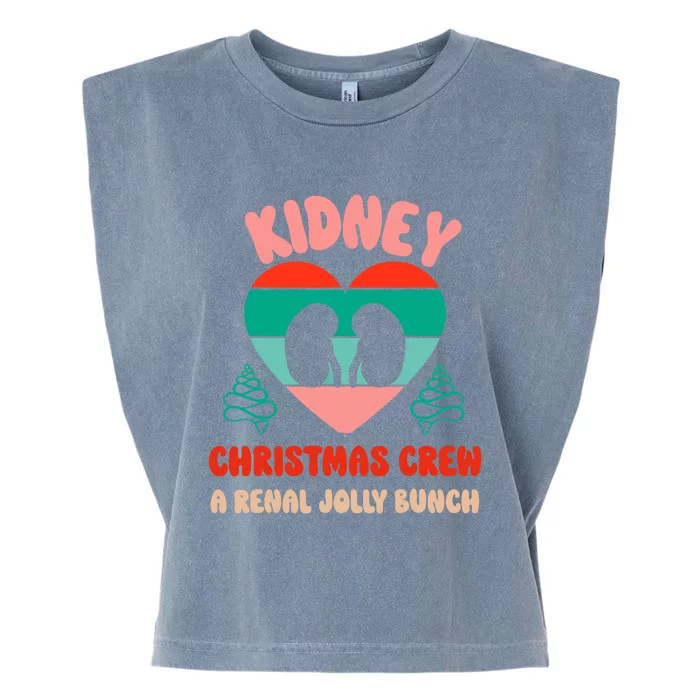 Christmas Dialysis Nephrology Nurse Tech Kidney Crew Garment-Dyed Women's Muscle Tee